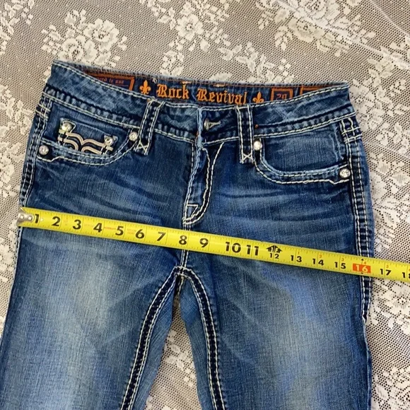 Rock Revival DENISA Straight Leg Denim Jeans SZ 29 NEW THICK WHITE STITCHING